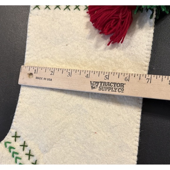 Tag Oslo Pom Pom Tassel Mushroom Felt Holiday Christmas Stocking 18" NEW - Picture 6 of 6